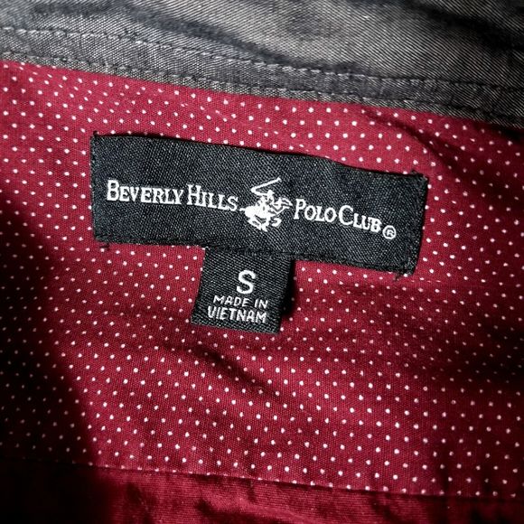 BEVERLY HILLS Polo Club Button Down Shirt Men's Casual long sleeve collared Smal - Picture 3 of 8